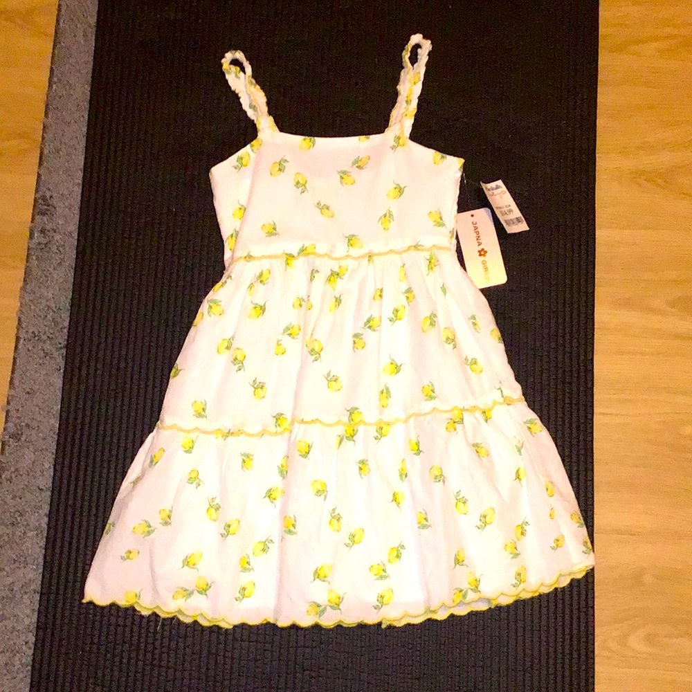NWTS Japna White Dress with Lemon Print 7 Girls